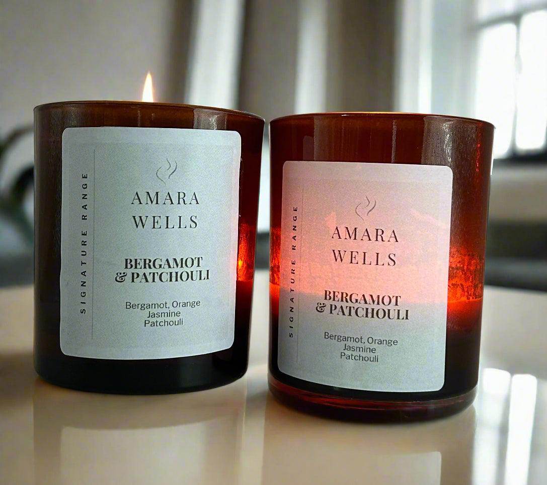 Bergamot and Patchouli -Soy Wax Candle - Amara Wells