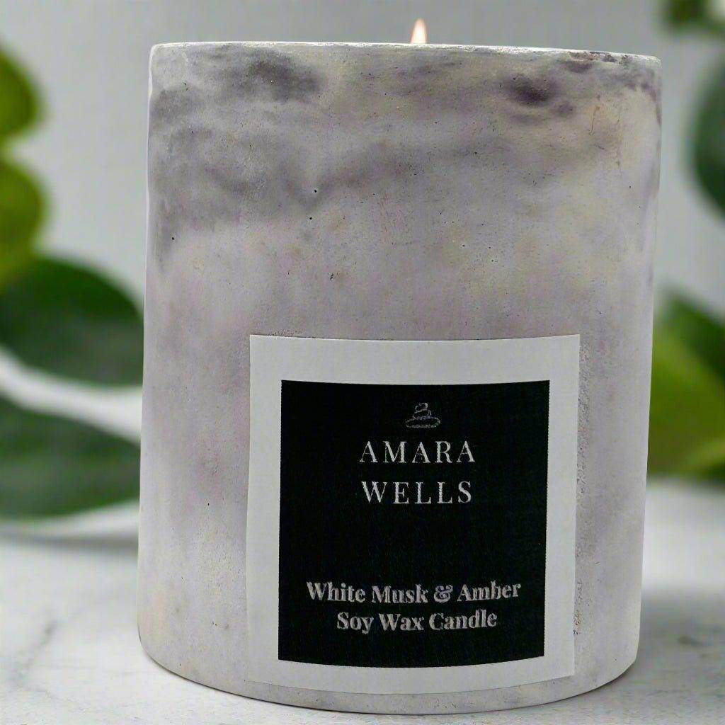 Concrete Candle Vessel - Soy Wax - Amara Wells