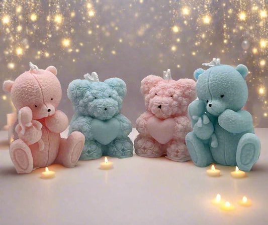 Soy Wax Scented Bear Candle - Baby Powder - Amara Wells