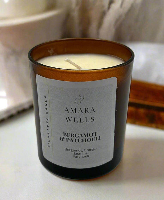 Bergamot and Patchouli -Soy Wax Candle - Amara Wells