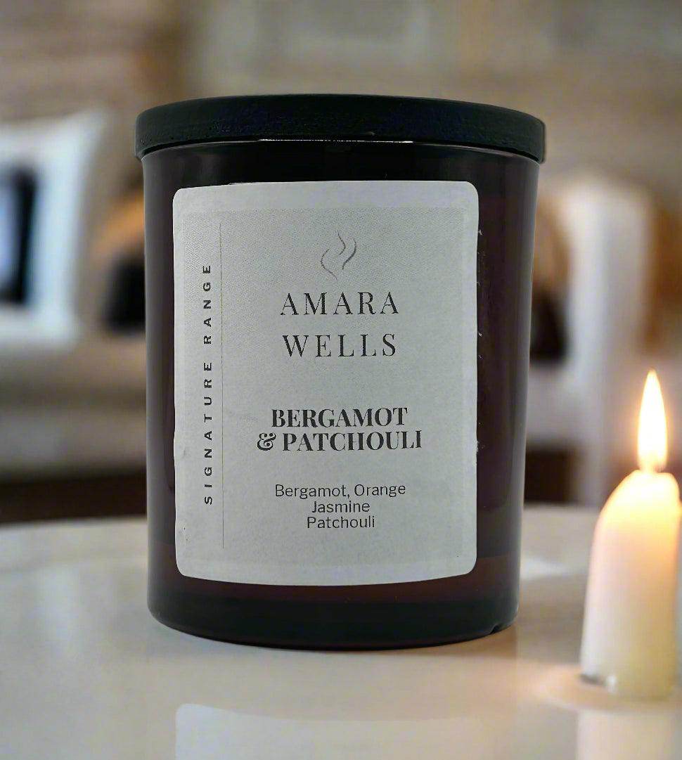 Bergamot and Patchouli -Soy Wax Candle - Amara Wells