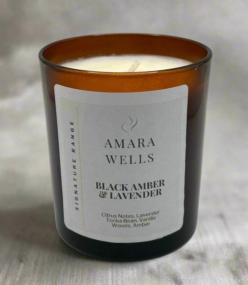 Black Amber and Lavender - Soy Wax Candle - Amara Wells