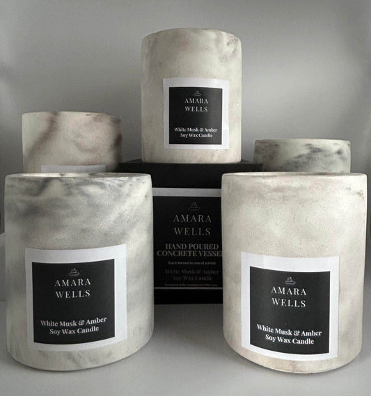 Concrete Candle Vessel - Soy Wax - Amara Wells