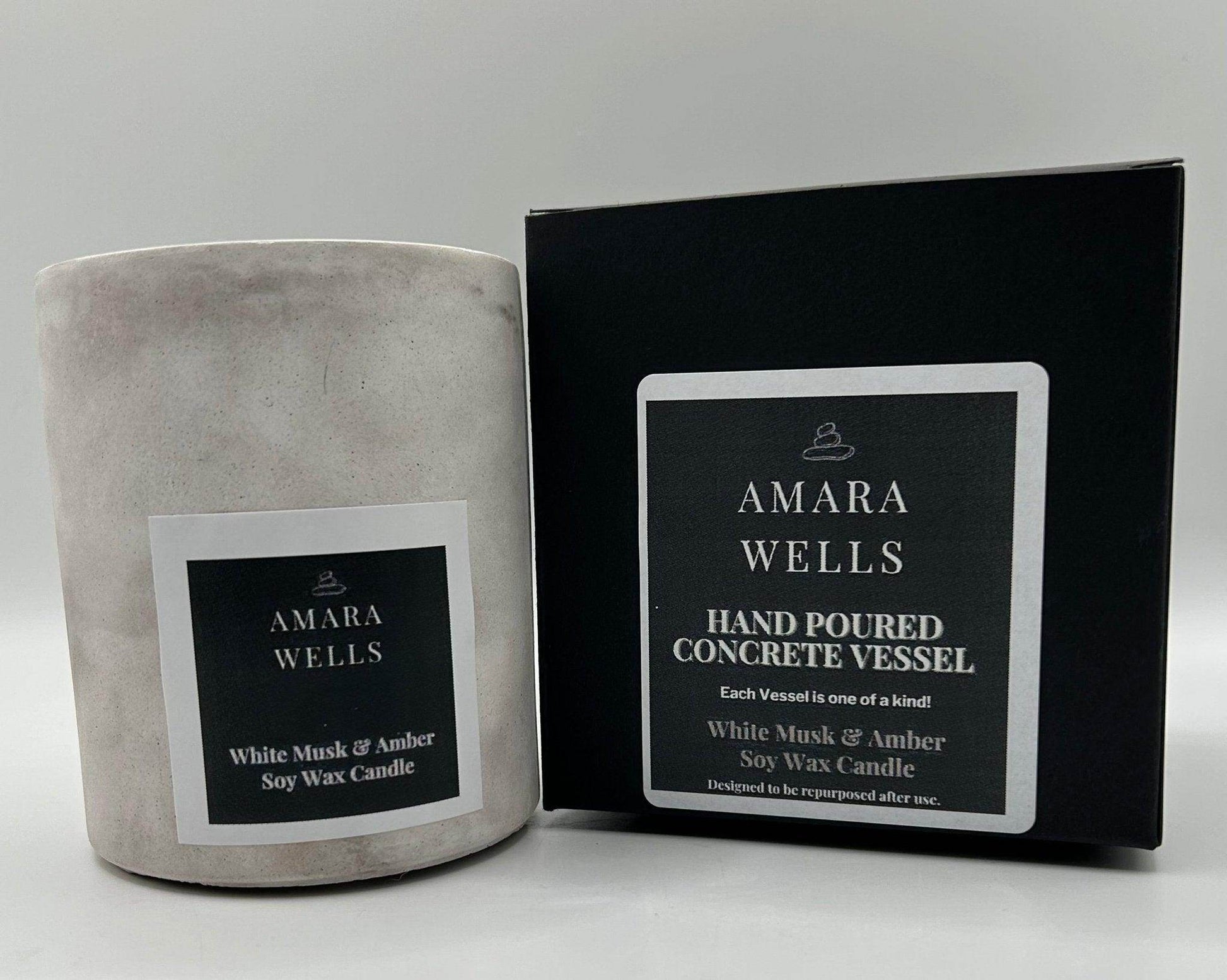 Concrete Candle Vessel - Soy Wax - Amara Wells