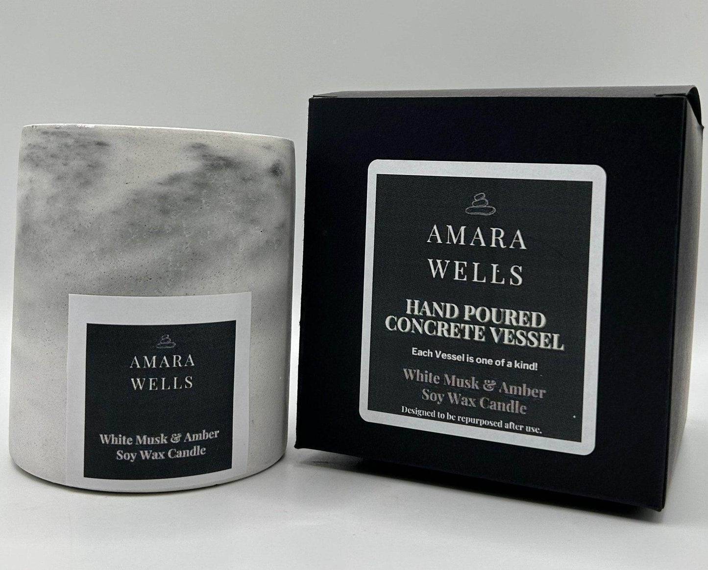 Concrete Candle Vessel - Soy Wax - Amara Wells