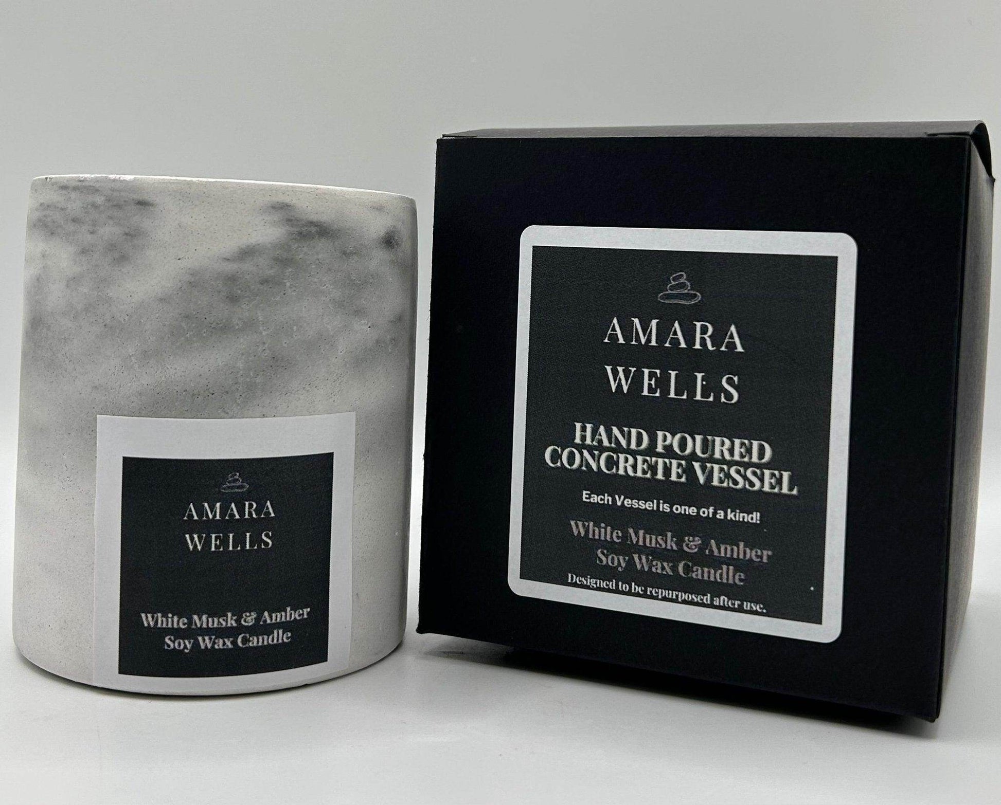 Concrete Candle Vessel - Soy Wax - Amara Wells