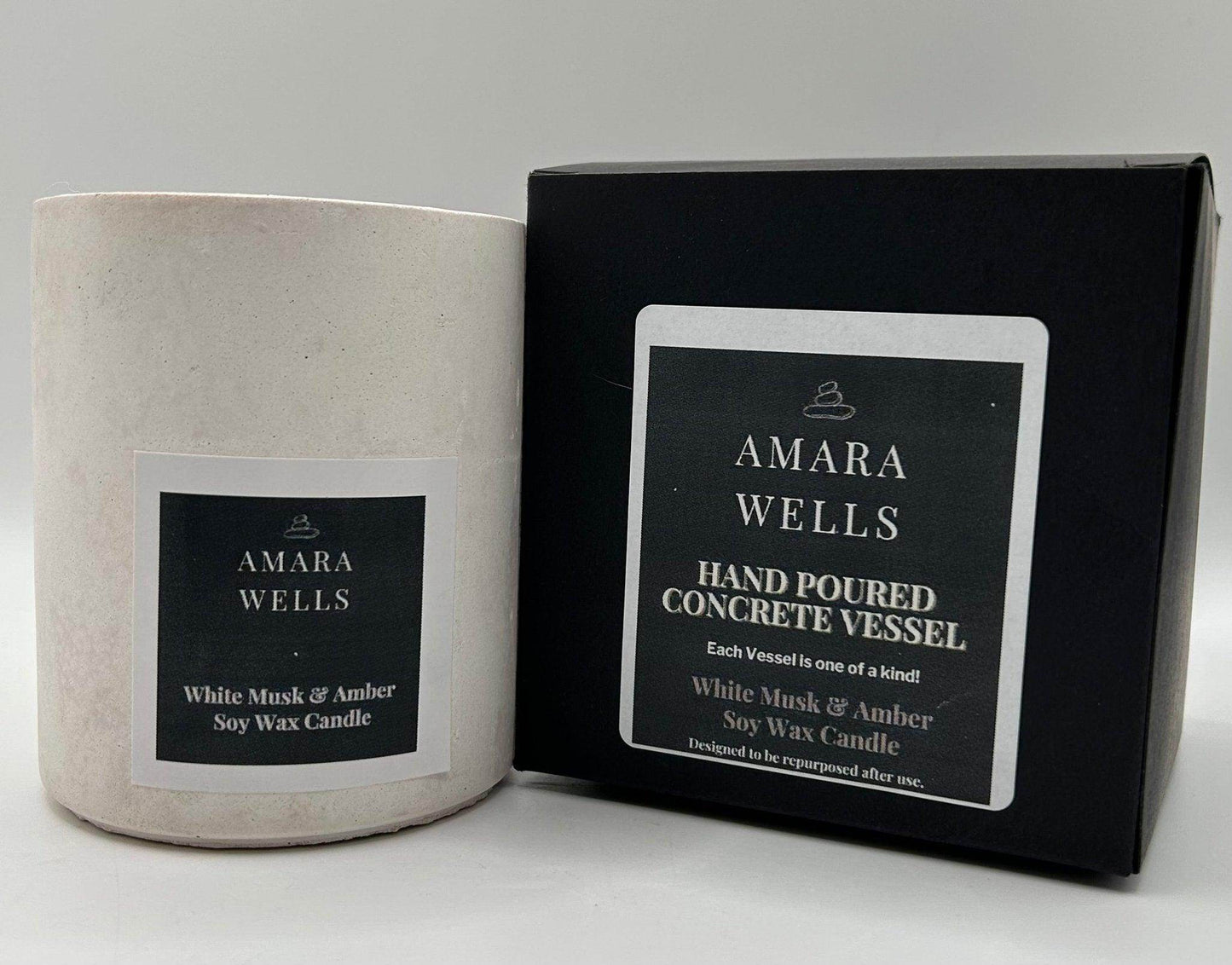 Concrete Candle Vessel - Soy Wax - Amara Wells