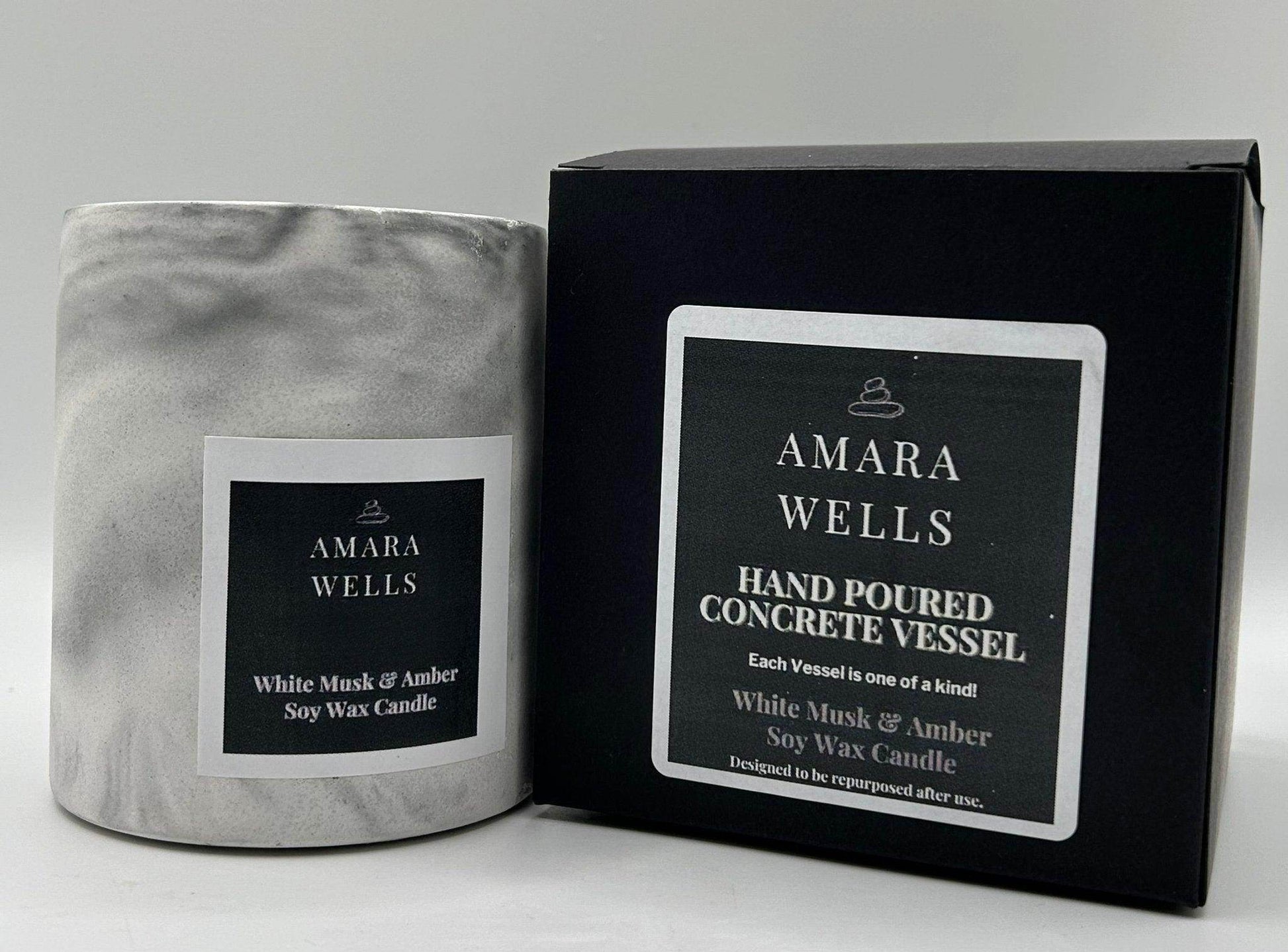 Concrete Candle Vessel - Soy Wax - Amara Wells