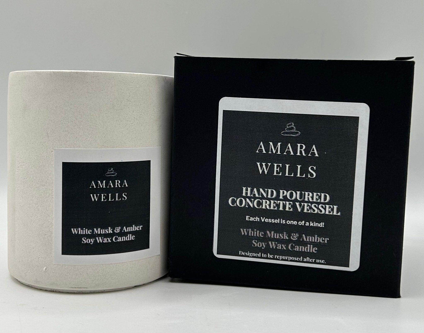 Concrete Candle Vessel - Soy Wax - Amara Wells