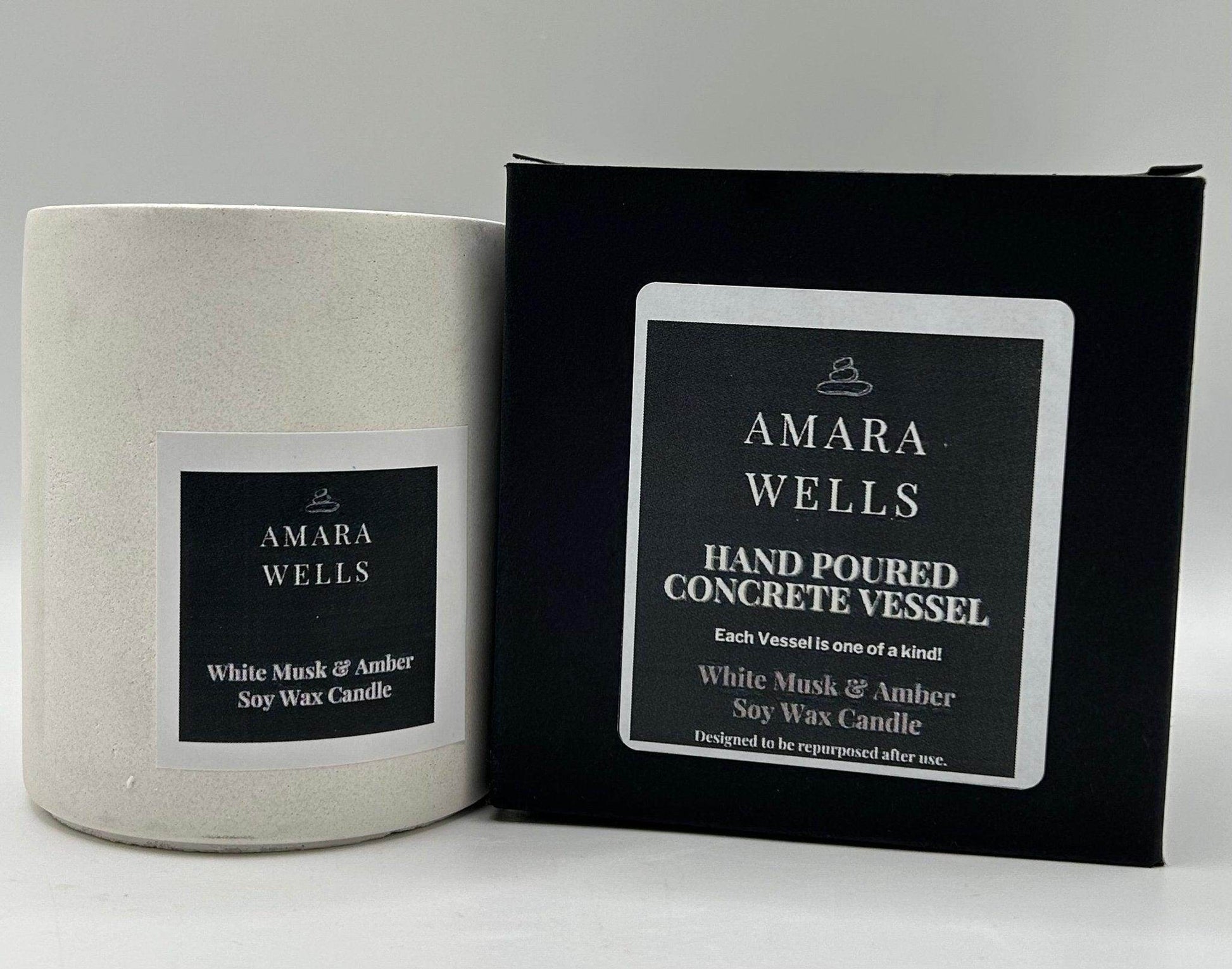 Concrete Candle Vessel - Soy Wax - Amara Wells