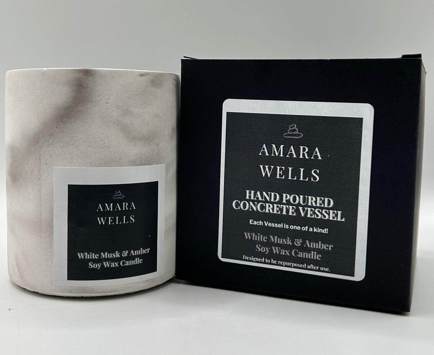 Concrete Candle Vessel - Soy Wax - Amara Wells
