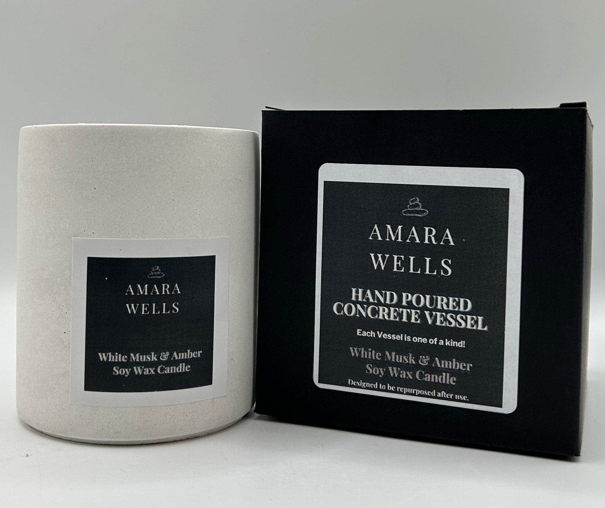 Concrete Candle Vessel - Soy Wax - Amara Wells
