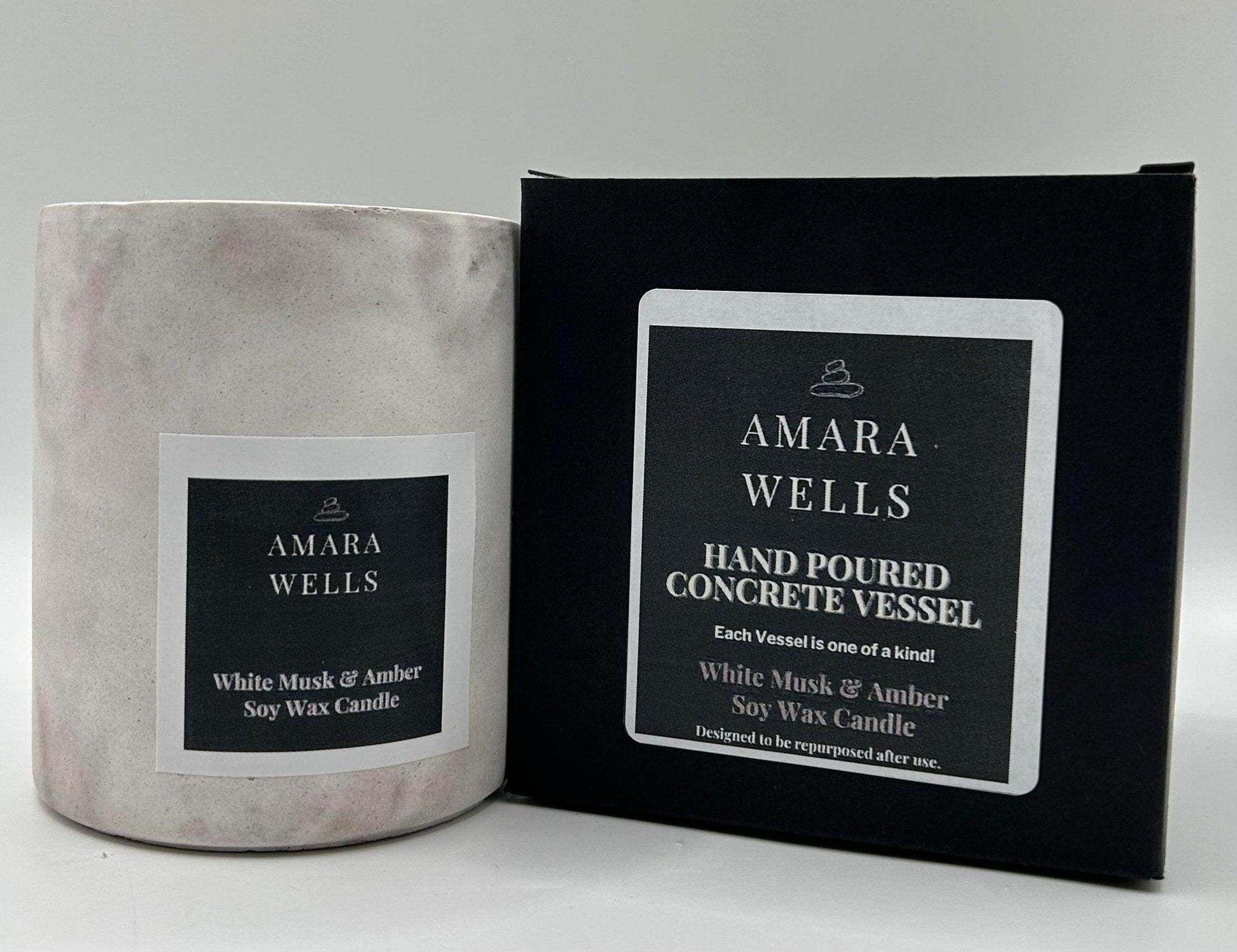 Concrete Candle Vessel - Soy Wax - Amara Wells