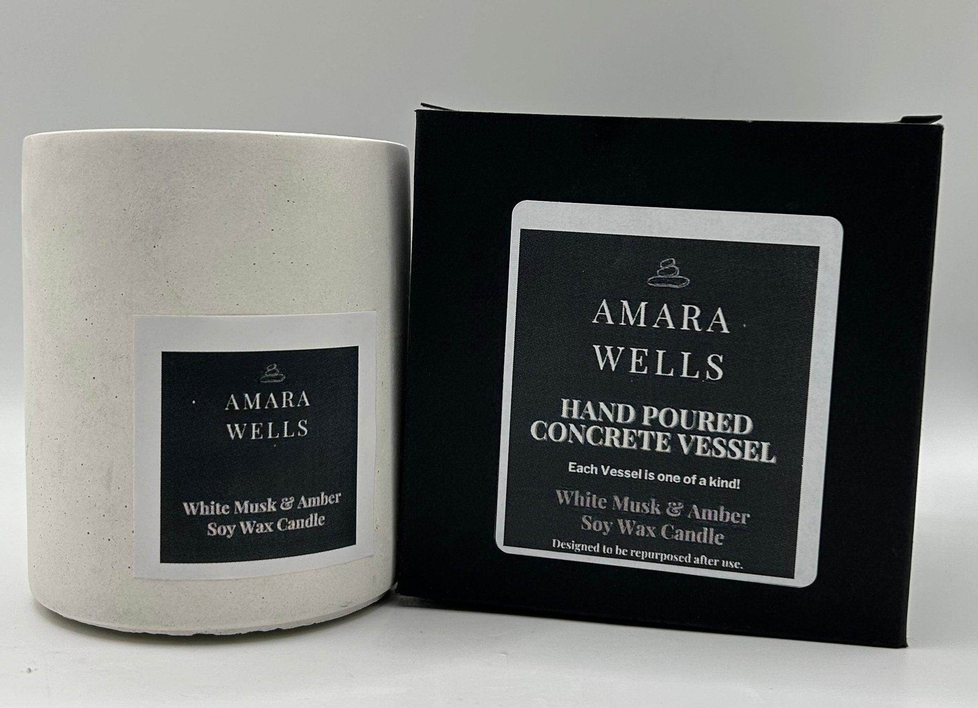 Concrete Candle Vessel - Soy Wax - Amara Wells