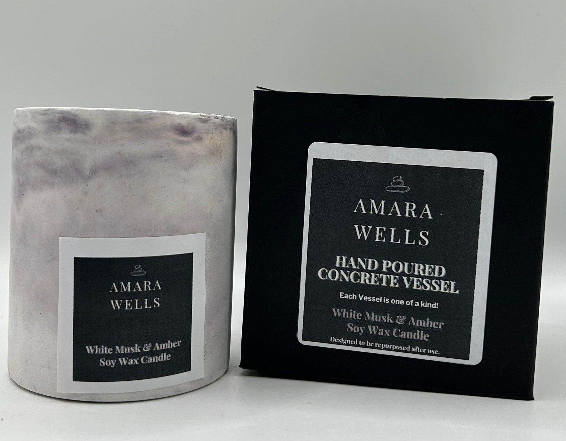 Concrete Candle Vessel - Soy Wax - Amara Wells