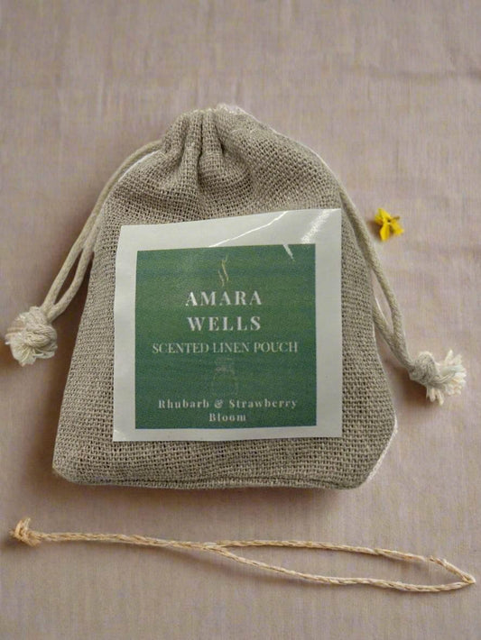 Rhubarb & Strawberry Bloom - Scented Linen Pouch - Amara Wells