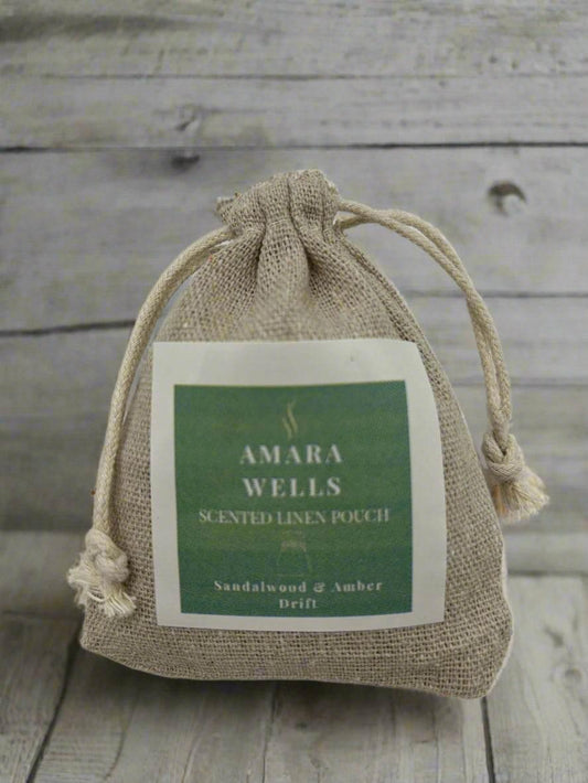 Sandalwood & Amber Drift - Scented Linen Pouch - Amara Wells
