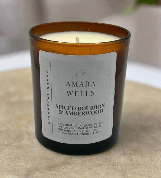 Spiced Bourbon and Amberwood - Soy Wax Candle - Amara Wells