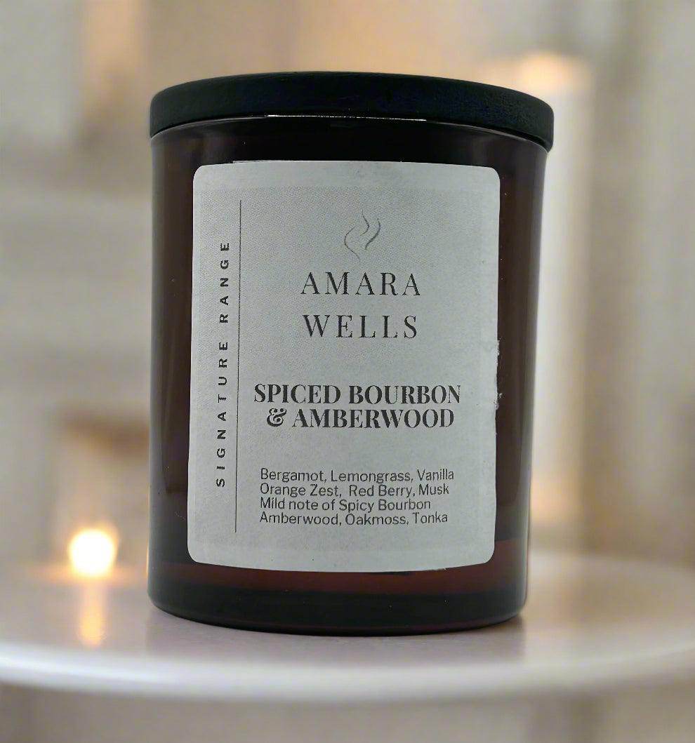 Spiced Bourbon and Amberwood - Soy Wax Candle - Amara Wells