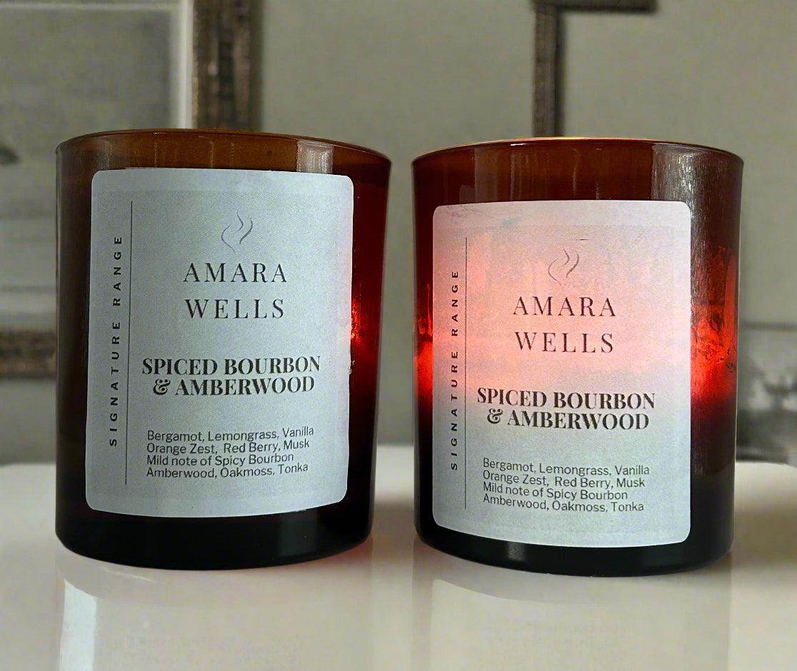 Spiced Bourbon and Amberwood - Soy Wax Candle - Amara Wells