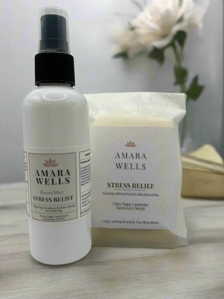 Stress Relief -Room Mist and Soy Wax Melt - Wellness Collection - Duo Set - Amara Wells