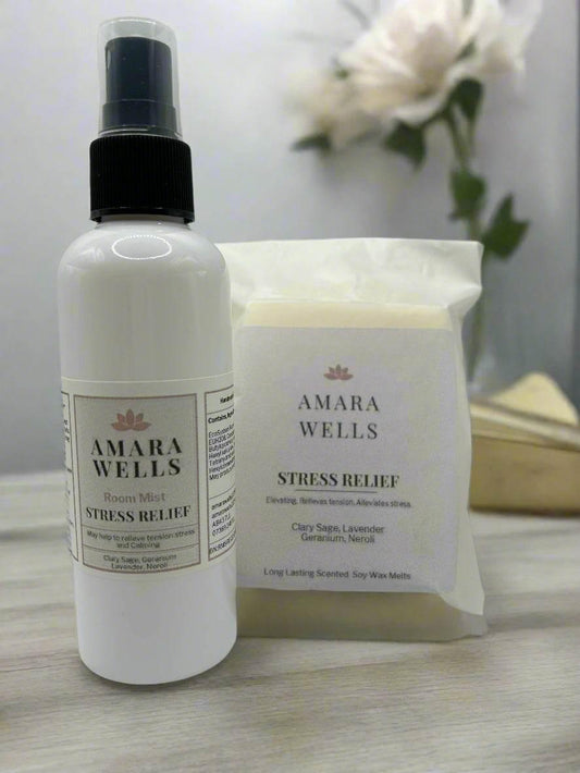 Stress Relief -Room Mist and Soy Wax Melt - Wellness Collection - Duo Set - Amara Wells