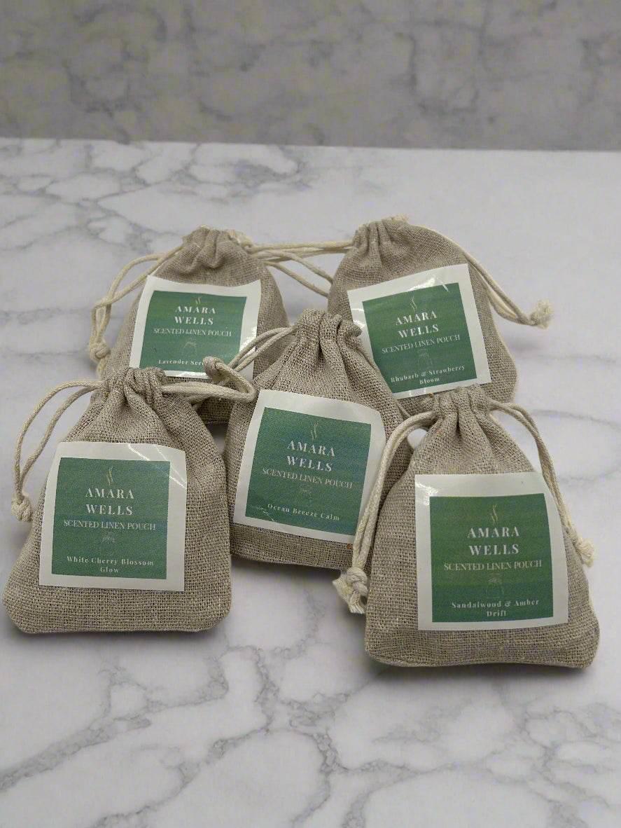 White Cherry Blossom Glow - Scented Linen Pouch - Amara Wells